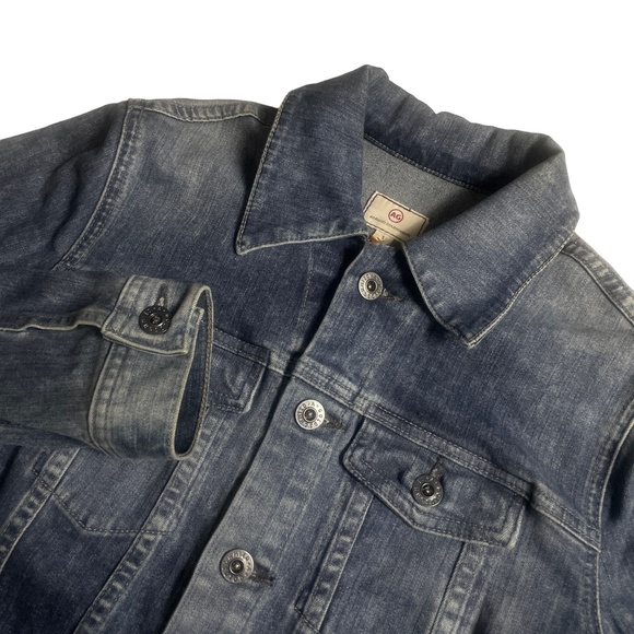 AG Adriano Goldschmied Small Jean Jacket Blue Stonewash Metal Buttons Denim - Picture 1 of 6